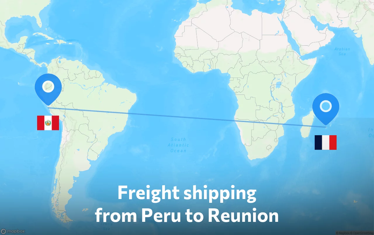 Shipping route from Peru to Reunion