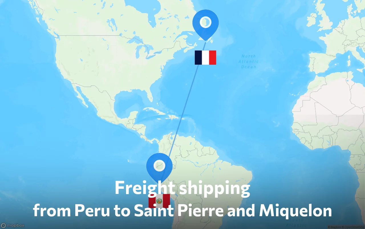 Shipping route from Peru to Saint Pierre and Miquelon