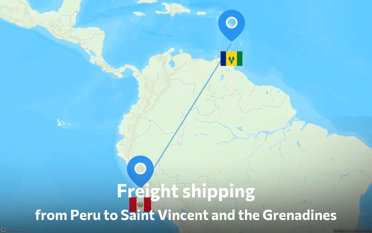 Shipping route from Peru to Saint Vincent and the Grenadines