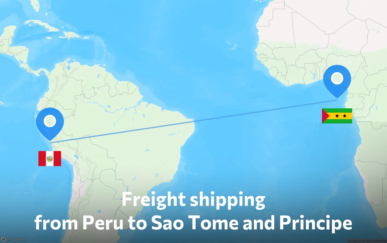Shipping route from Peru to Sao Tome and Principe