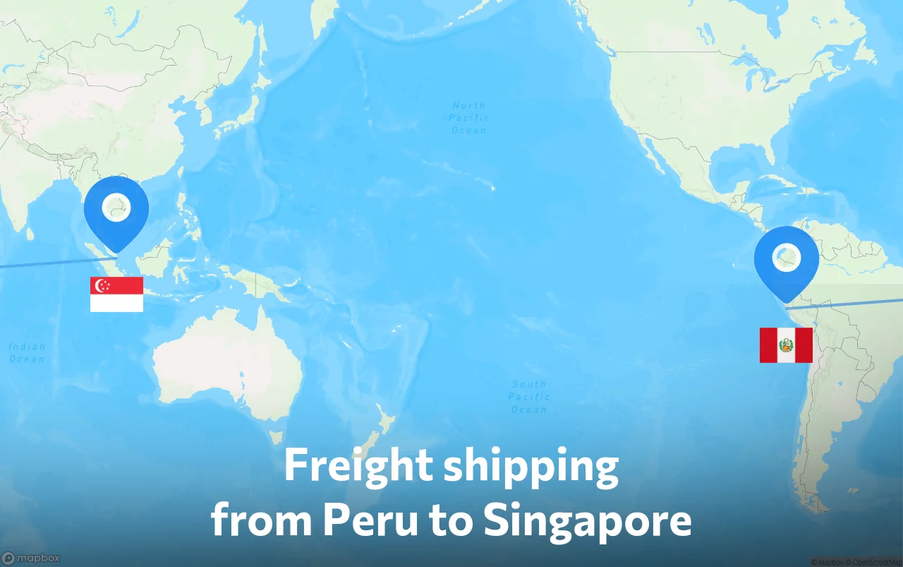 Shipping route from Peru to Singapore