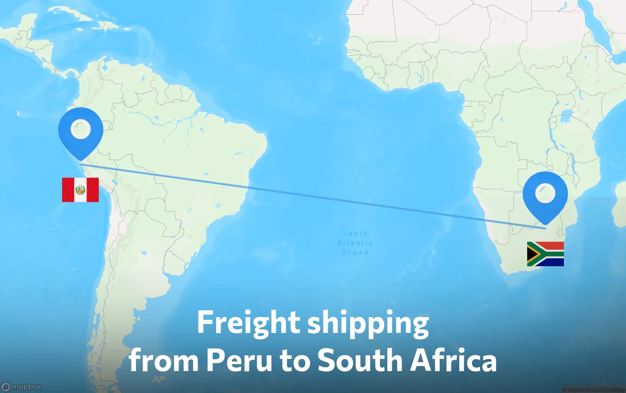 Shipping route from Peru to South Africa