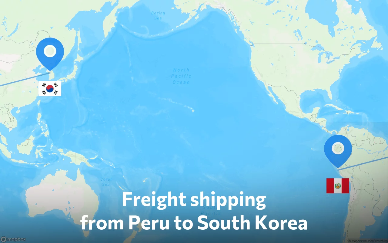 Shipping route from Peru to South Korea