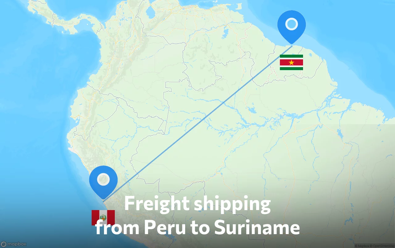 Shipping route from Peru to Suriname