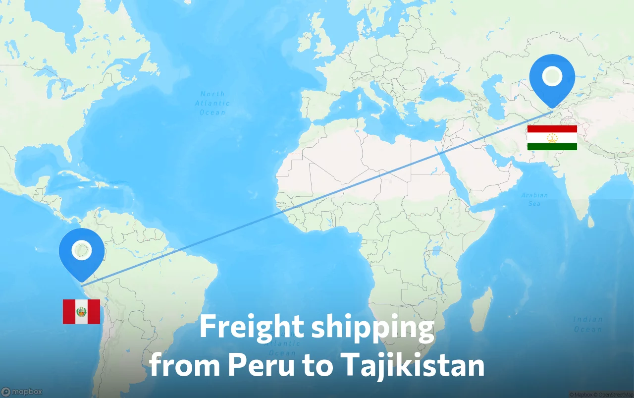 Shipping route from Peru to Tajikistan