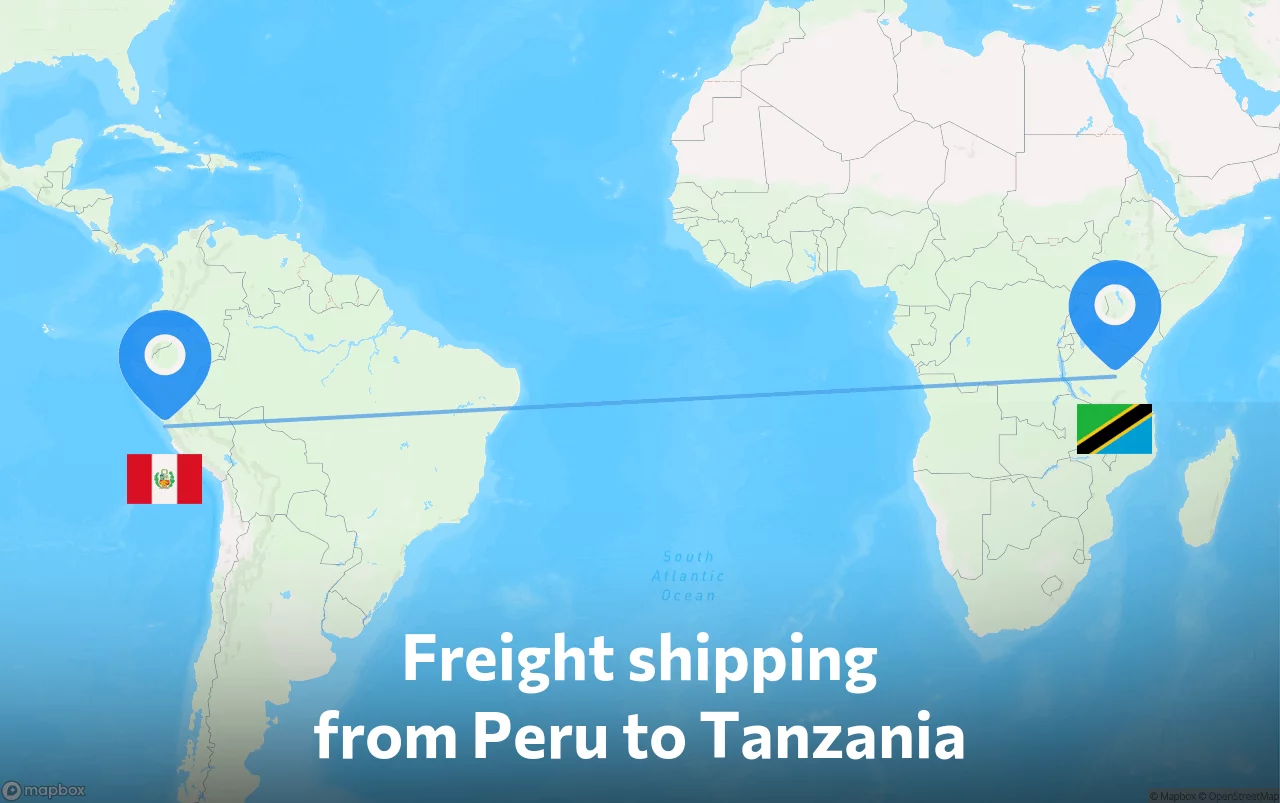 Shipping route from Peru to Tanzania