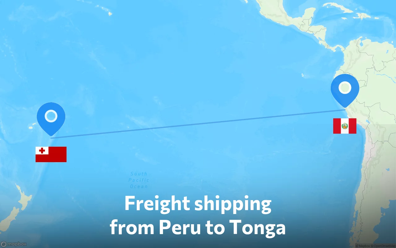 Shipping route from Peru to Tonga