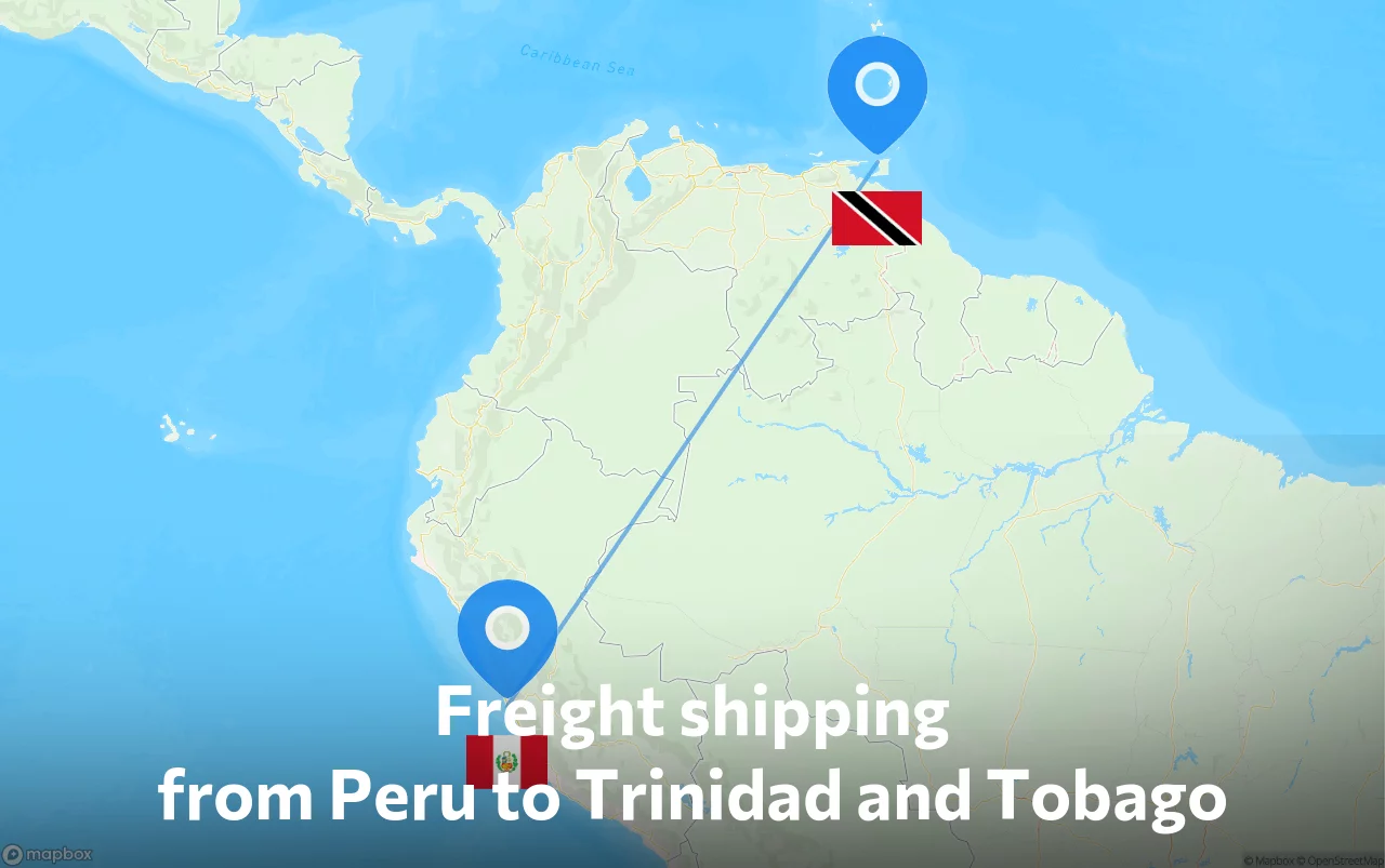 Shipping route from Peru to Trinidad and Tobago