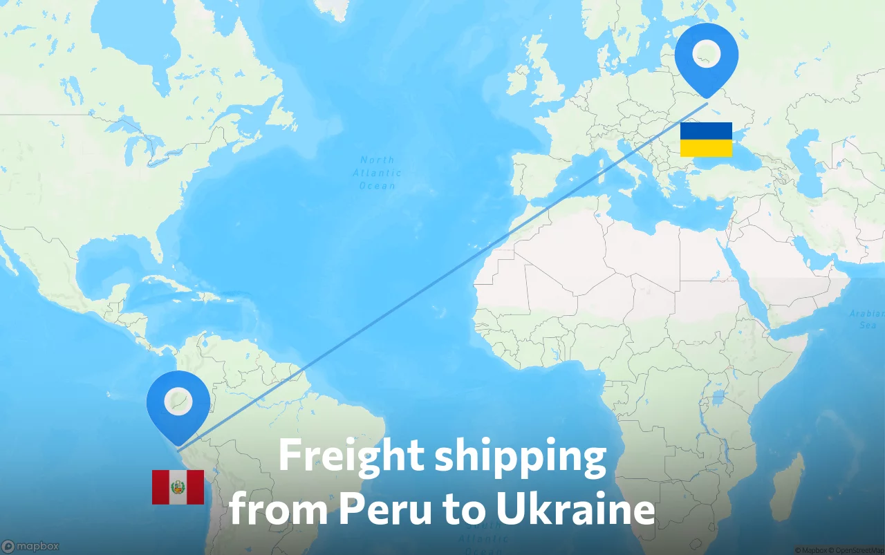Shipping route from Peru to Ukraine