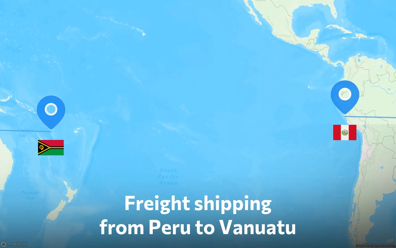 Shipping route from Peru to Vanuatu