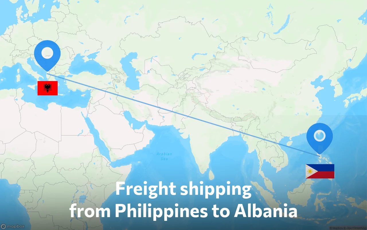 Shipping route from Philippines to Albania