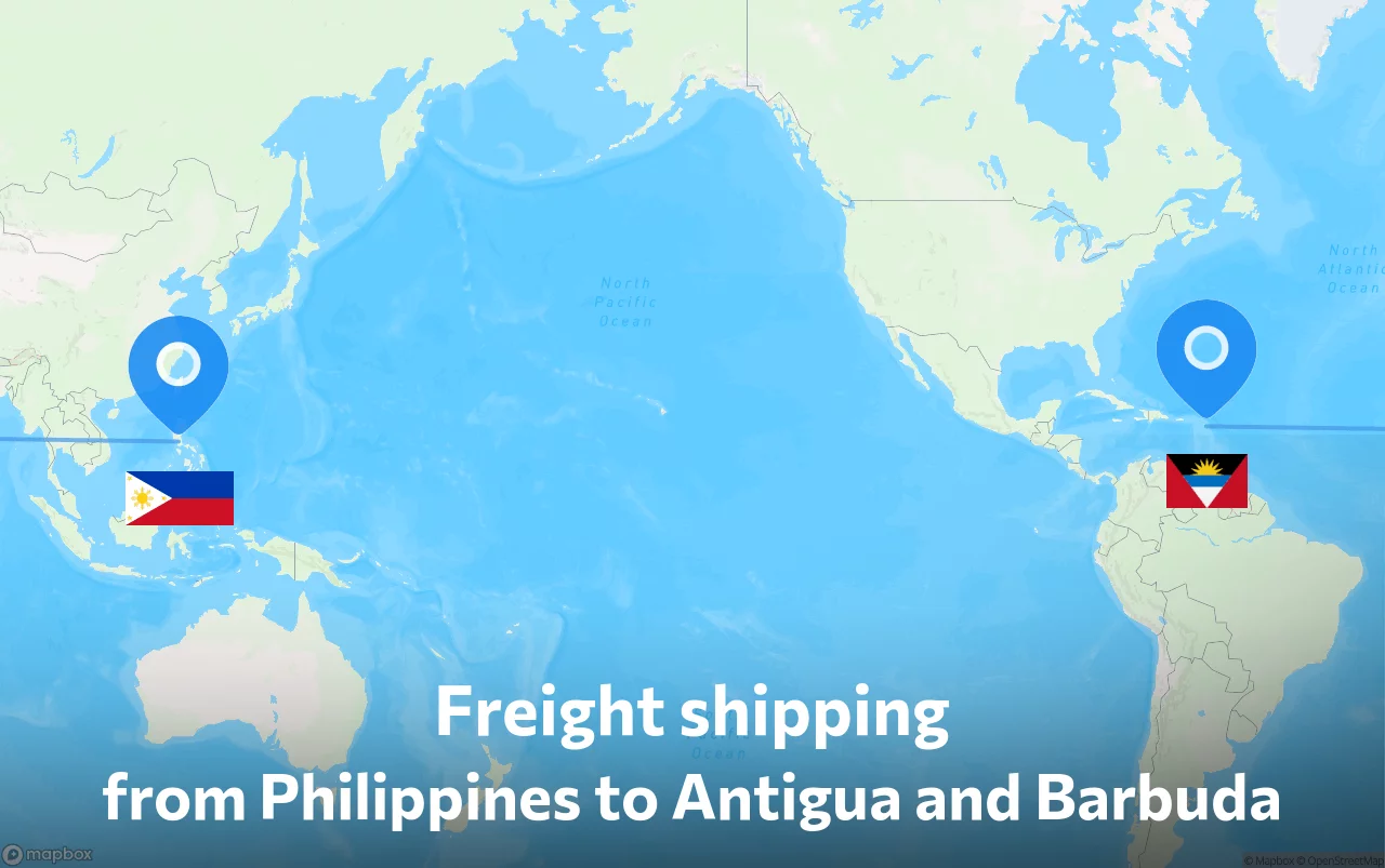 Shipping route from Philippines to Antigua and Barbuda