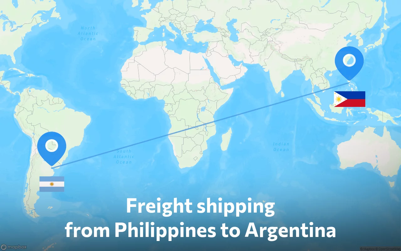 Shipping route from Philippines to Argentina
