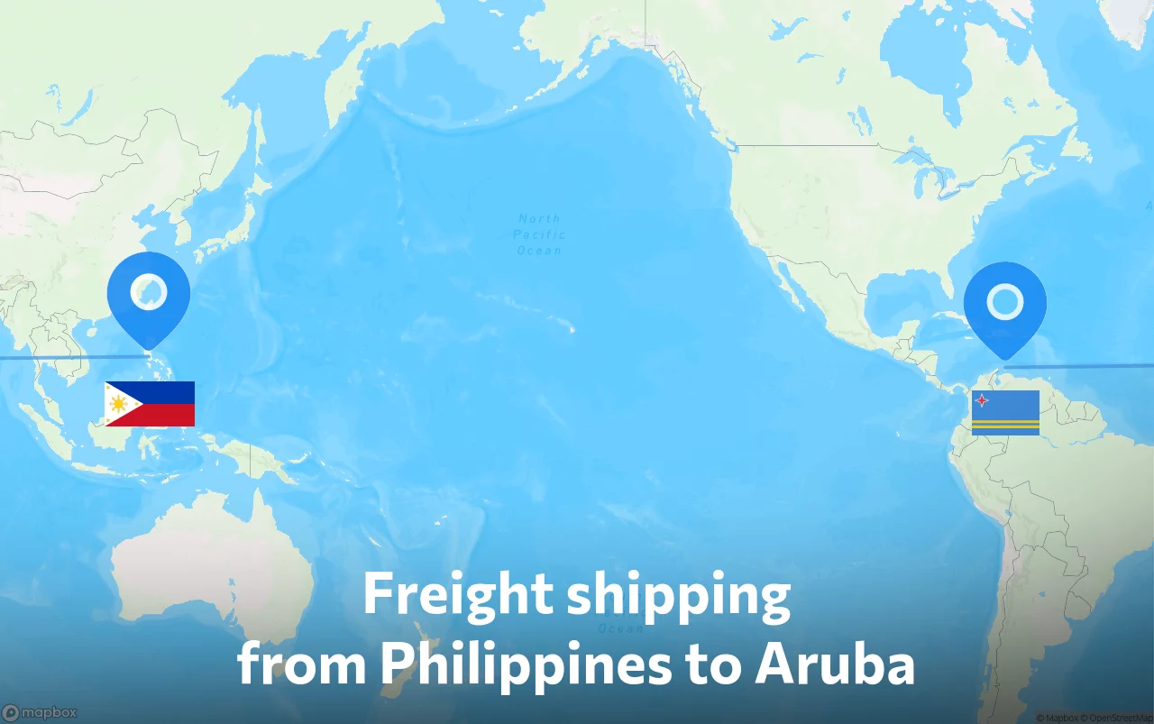 Shipping route from Philippines to Aruba