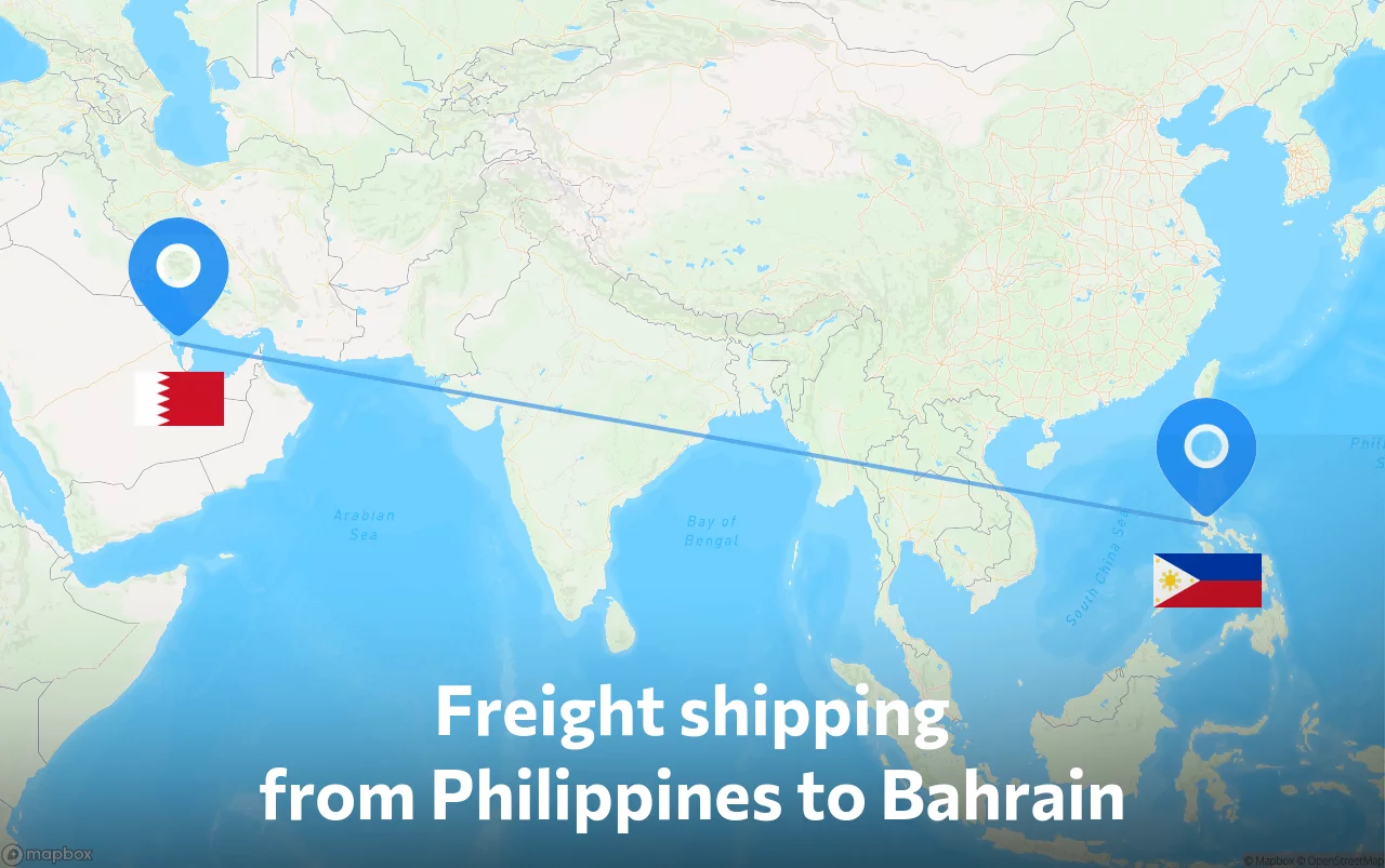 Shipping route from Philippines to Bahrain