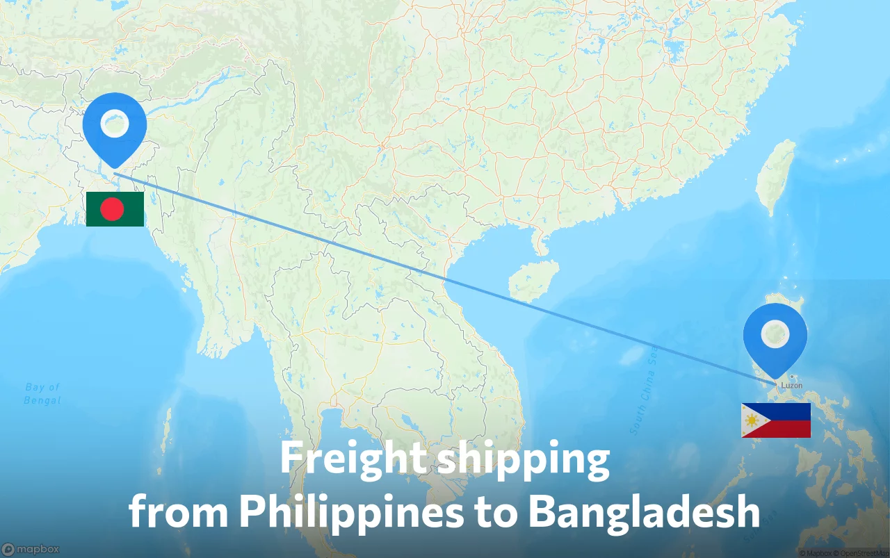 Shipping route from Philippines to Bangladesh