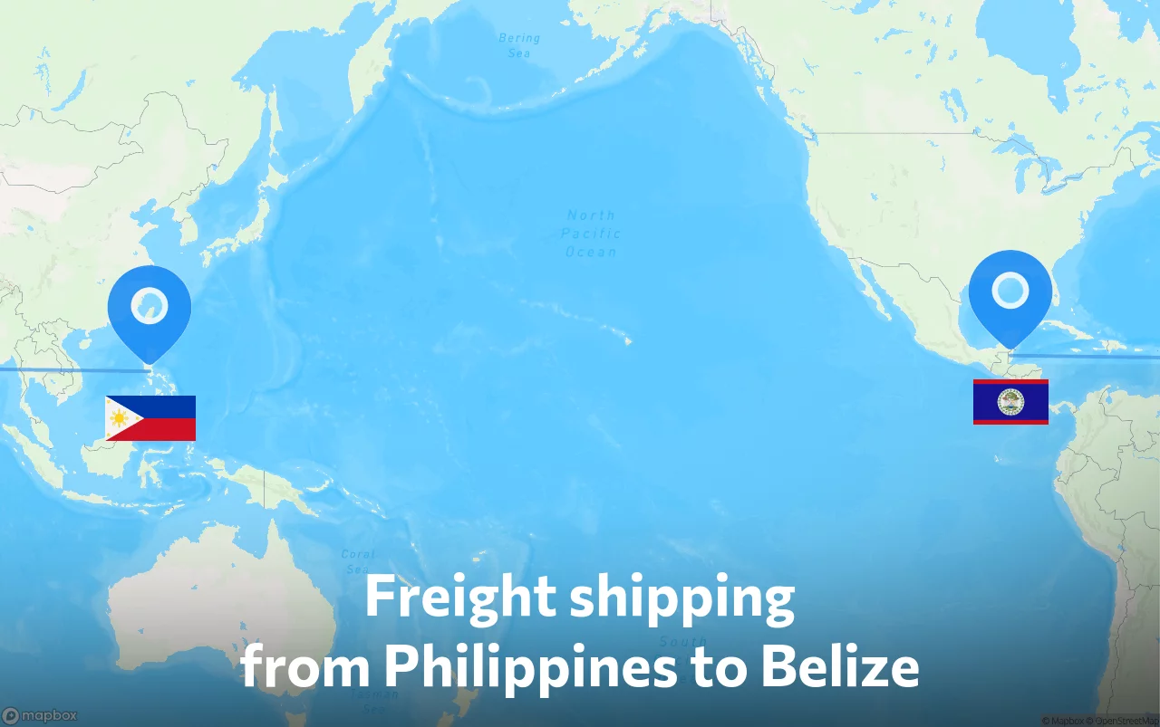 Shipping route from Philippines to Belize