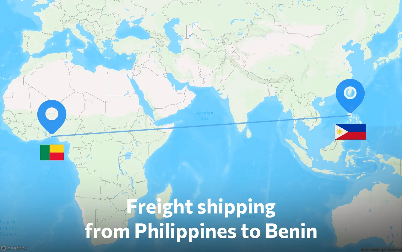 Shipping route from Philippines to Benin