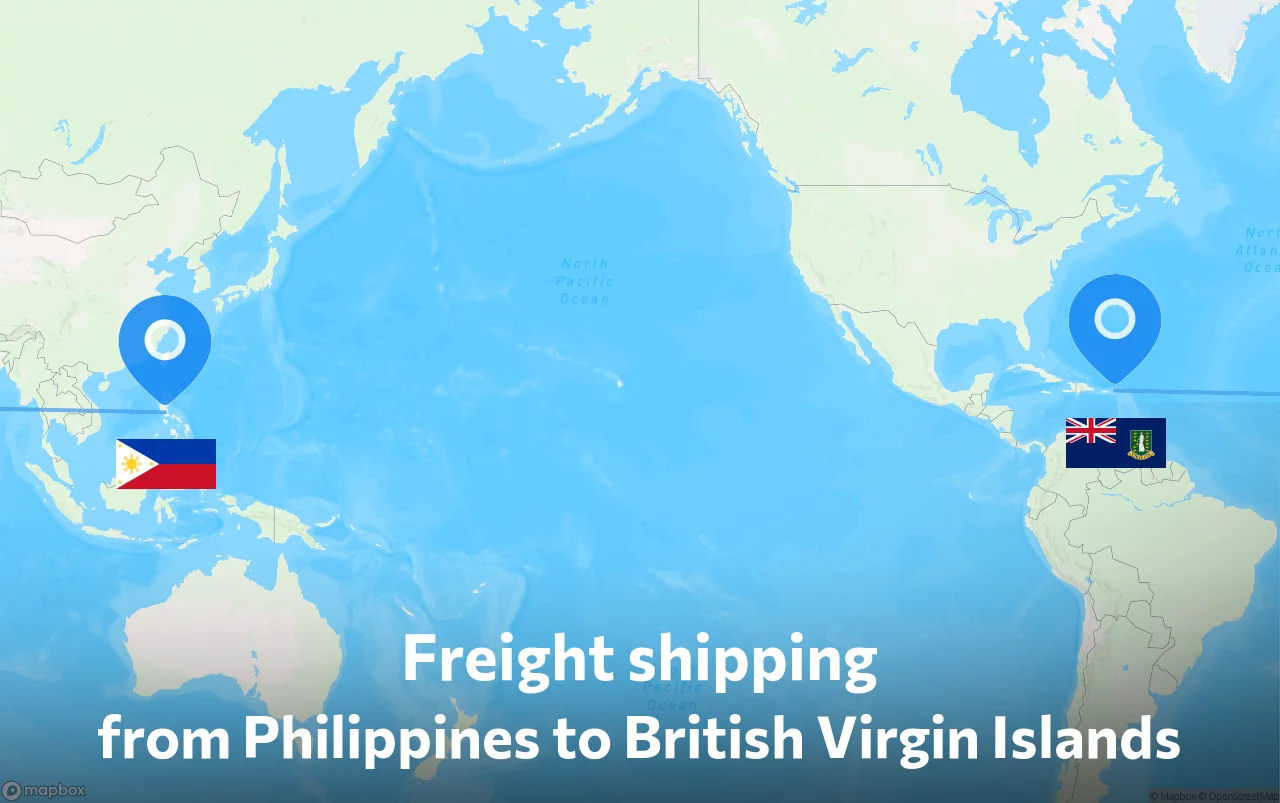 Shipping route from Philippines to British Virgin Islands