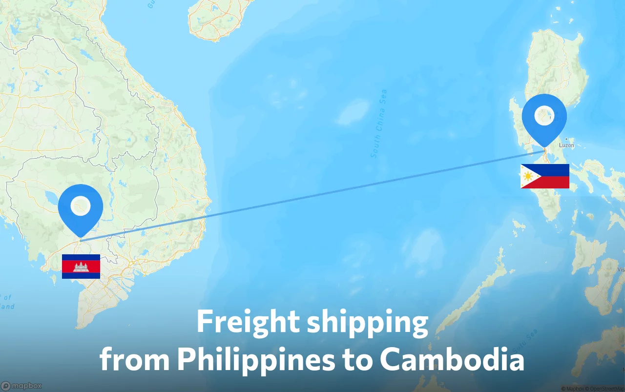Shipping route from Philippines to Cambodia