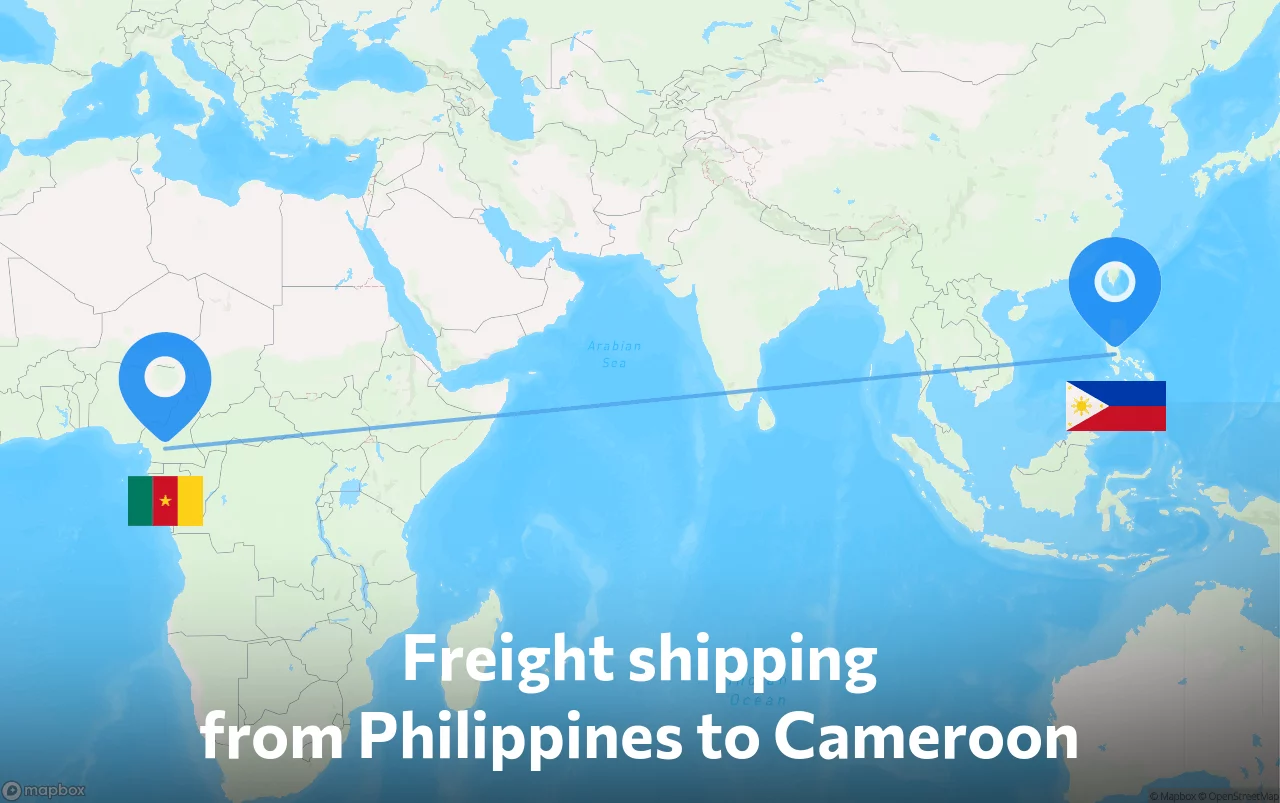 Shipping route from Philippines to Cameroon