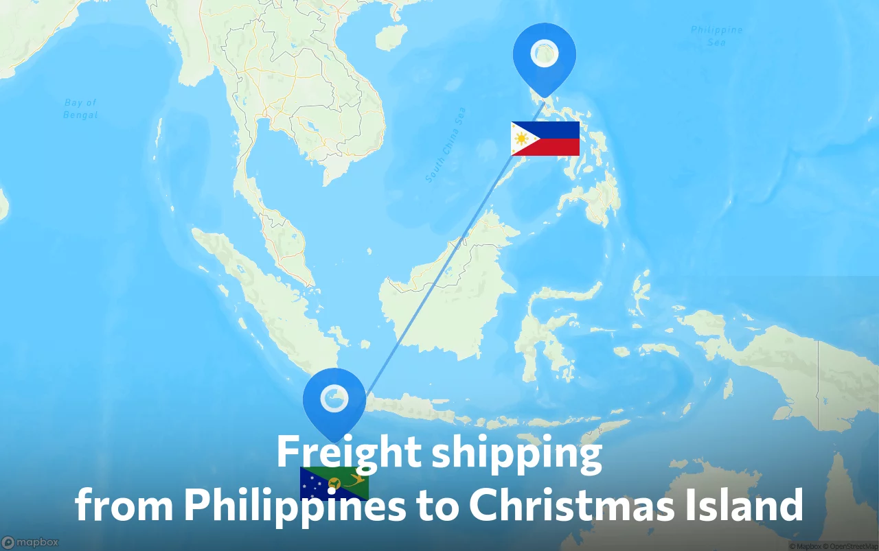 Shipping route from Philippines to Christmas Island