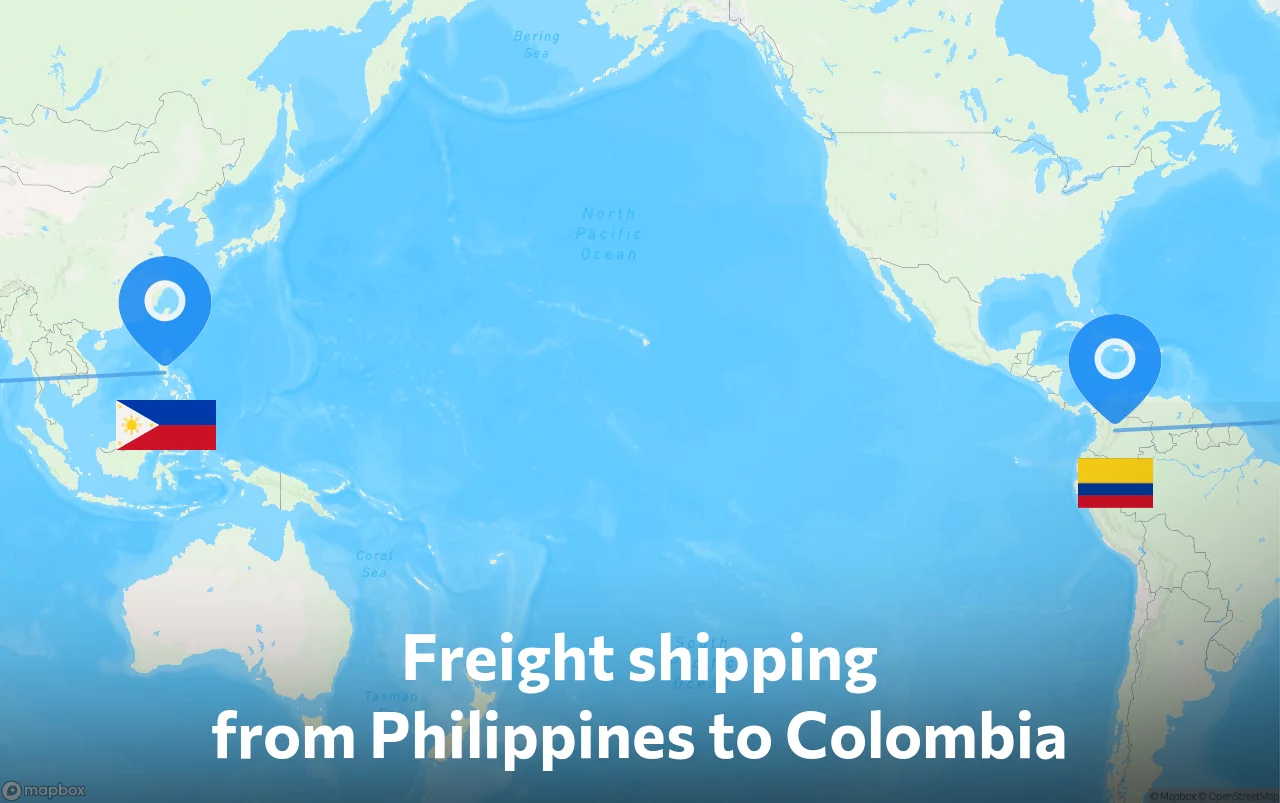 Shipping route from Philippines to Colombia