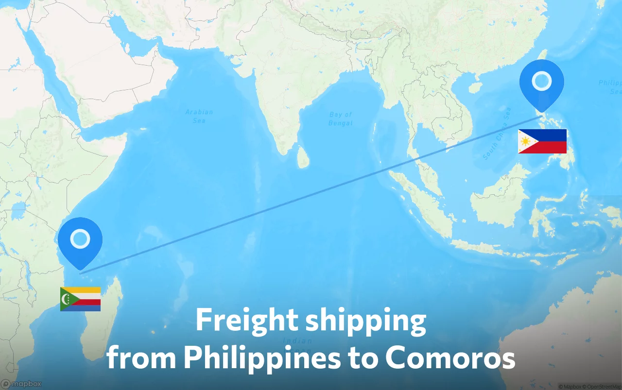 Shipping route from Philippines to Comoros