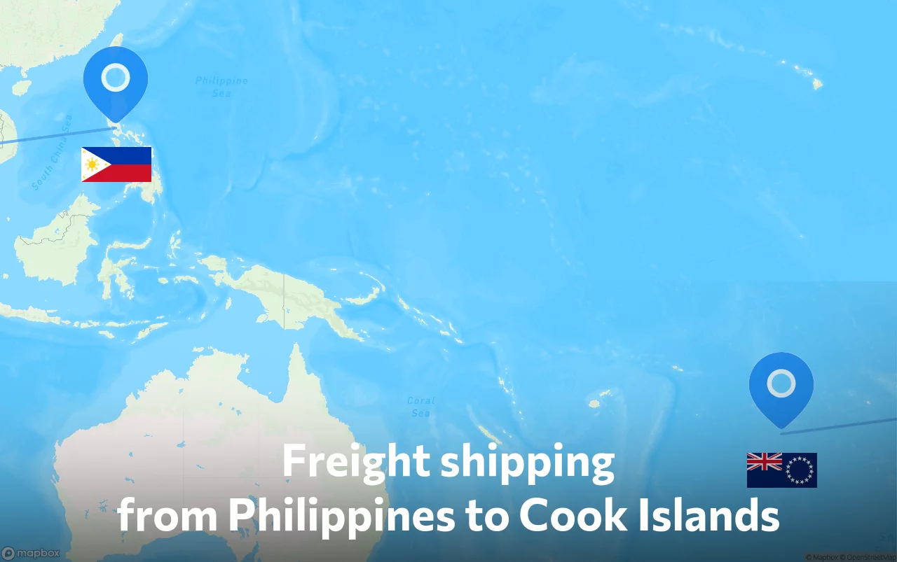 Shipping route from Philippines to Cook Islands