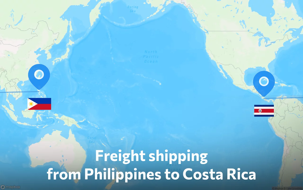 Shipping route from Philippines to Costa Rica