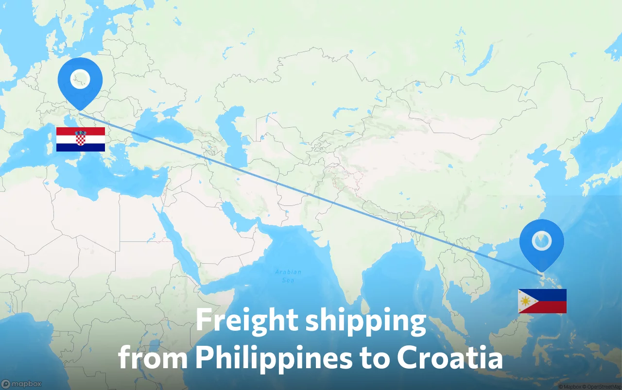 Shipping route from Philippines to Croatia