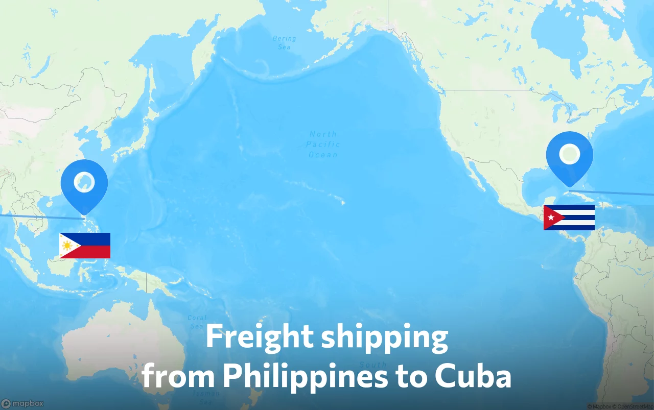 Shipping route from Philippines to Cuba