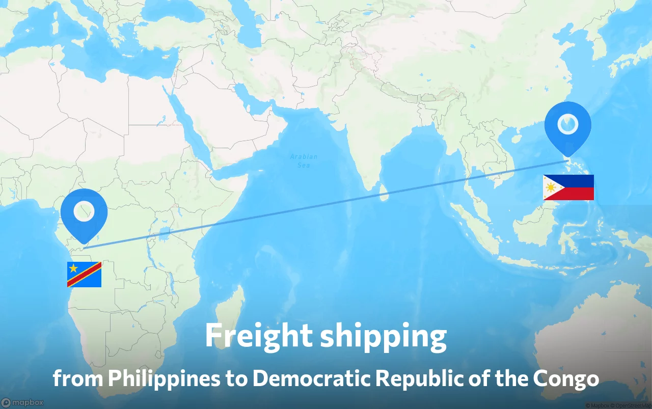 Shipping route from Philippines to Democratic Republic of the Congo