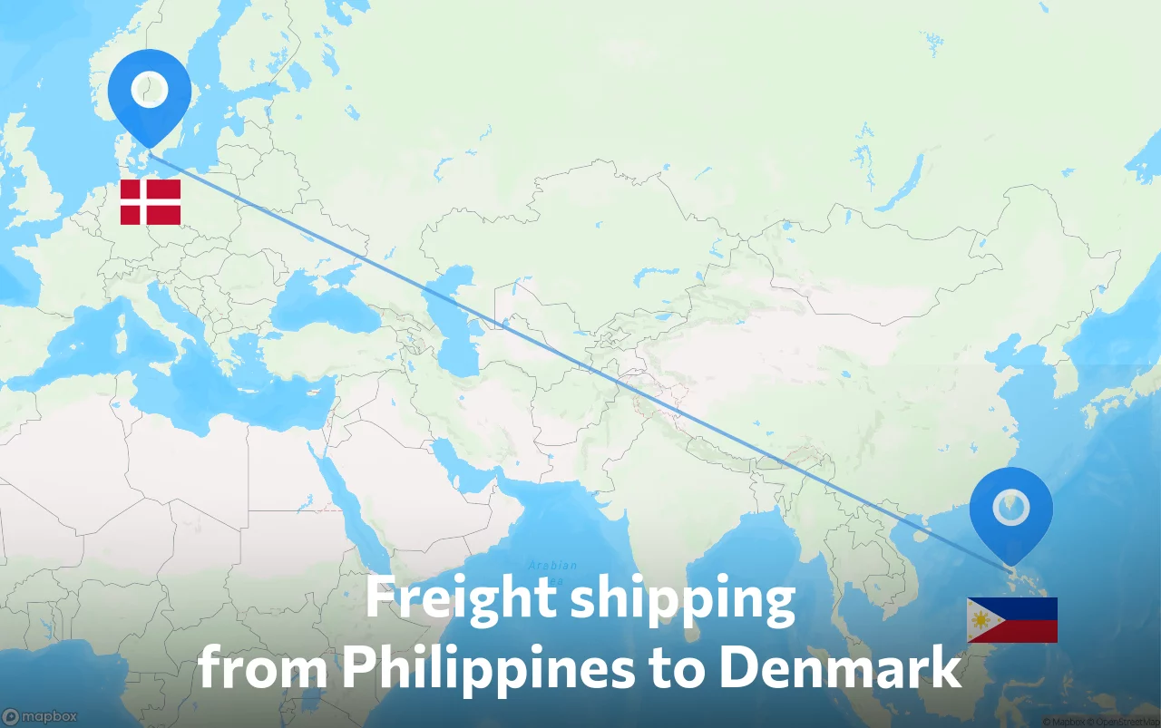 Shipping route from Philippines to Denmark