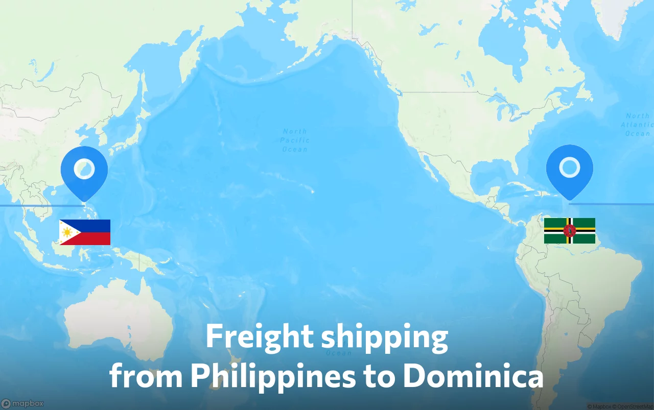 Shipping route from Philippines to Dominica