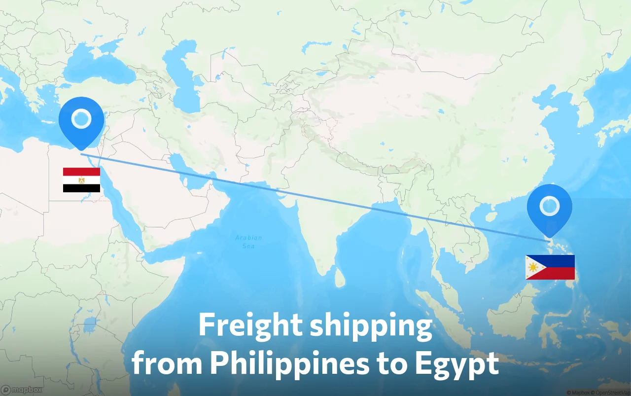Shipping route from Philippines to Egypt
