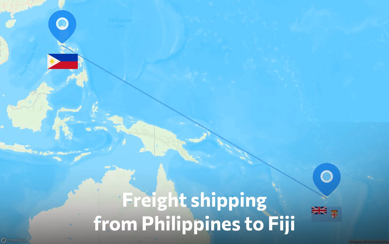 Shipping route from Philippines to Fiji
