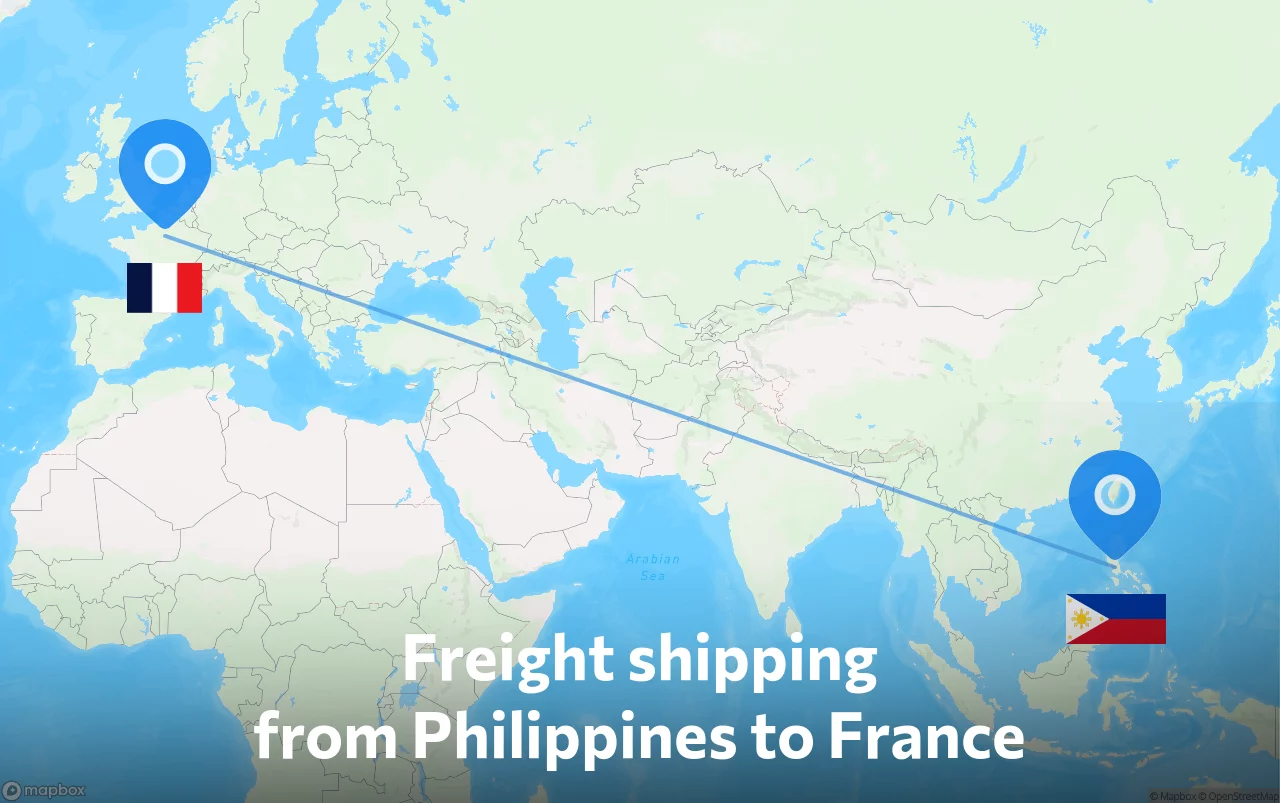 Shipping route from Philippines to France