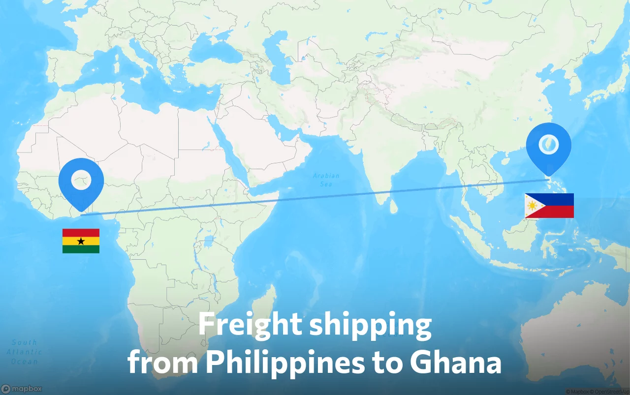 Shipping route from Philippines to Ghana