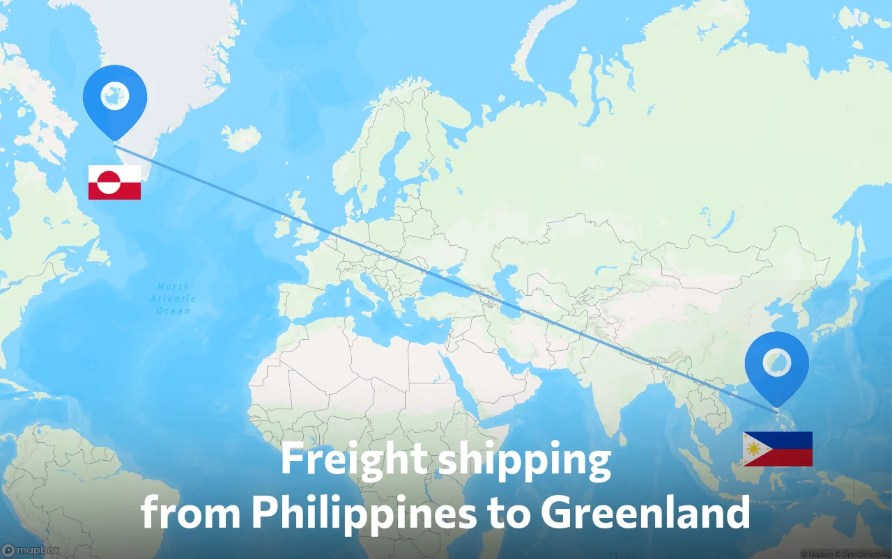 Shipping route from Philippines to Greenland
