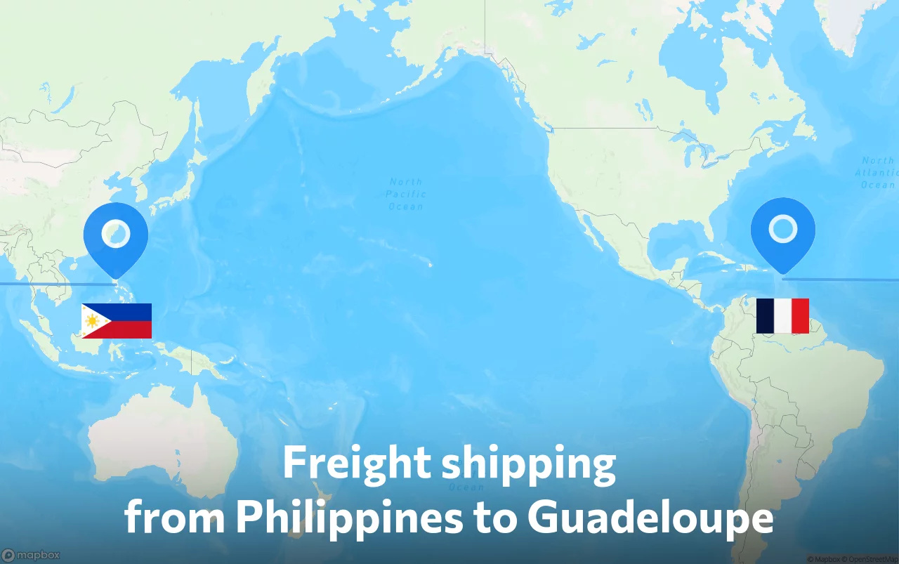 Shipping route from Philippines to Guadeloupe
