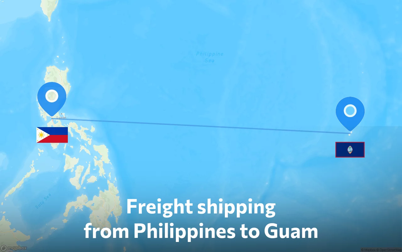 Shipping route from Philippines to Guam