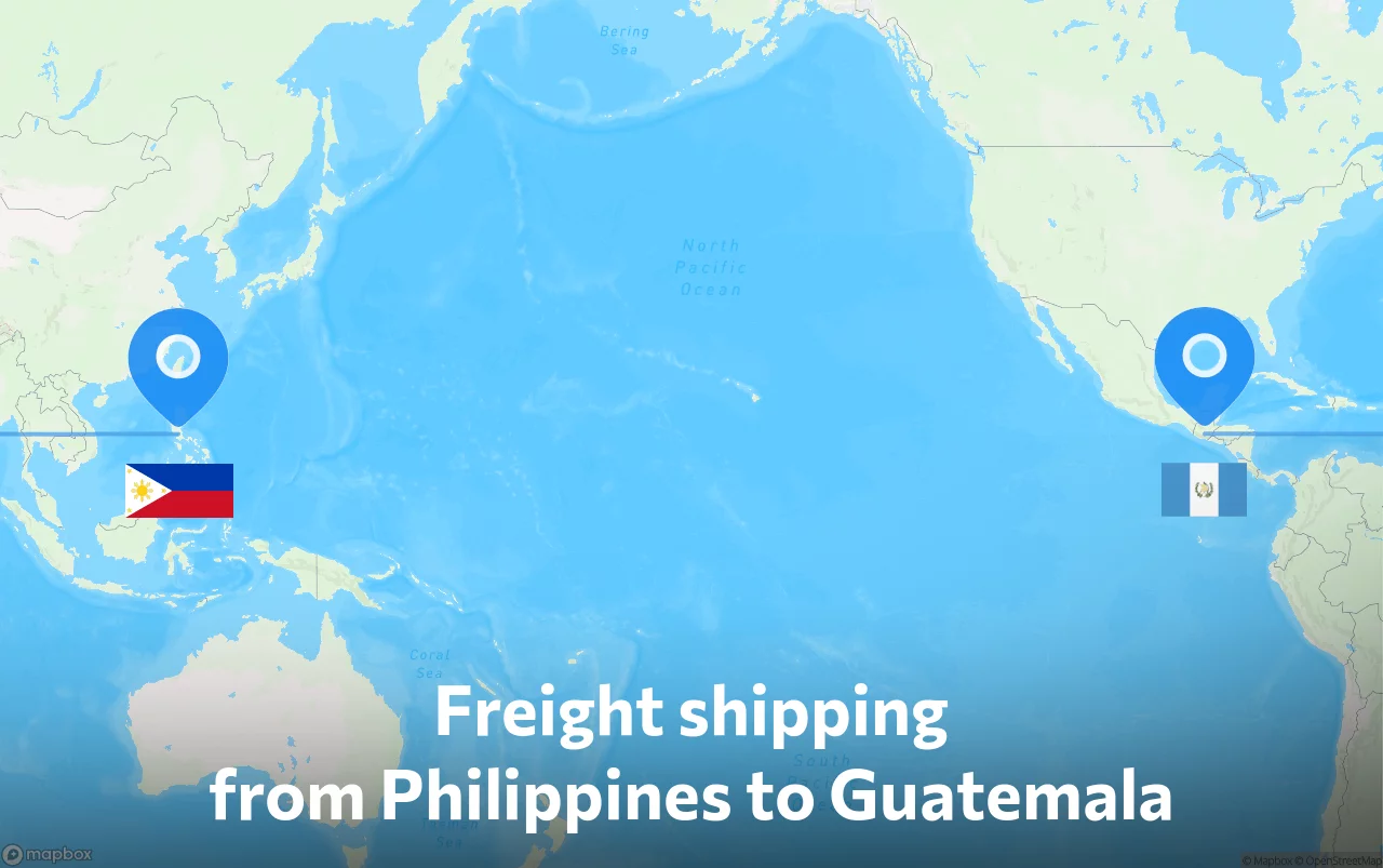 Shipping route from Philippines to Guatemala