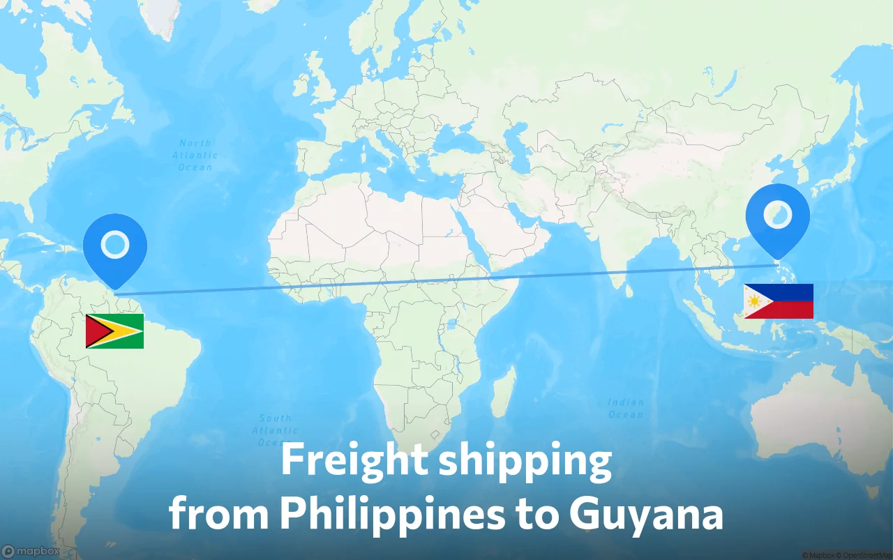 Shipping route from Philippines to Guyana
