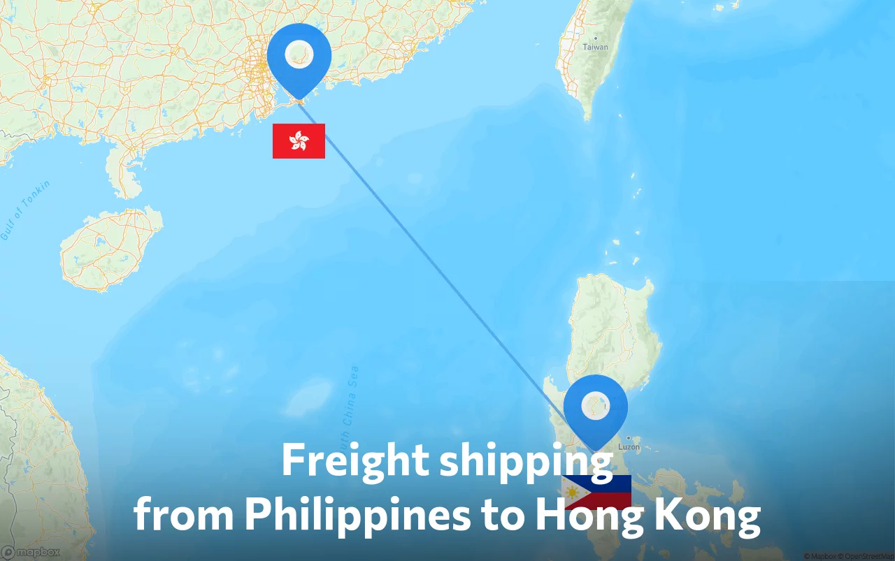 Shipping route from Philippines to Hong Kong