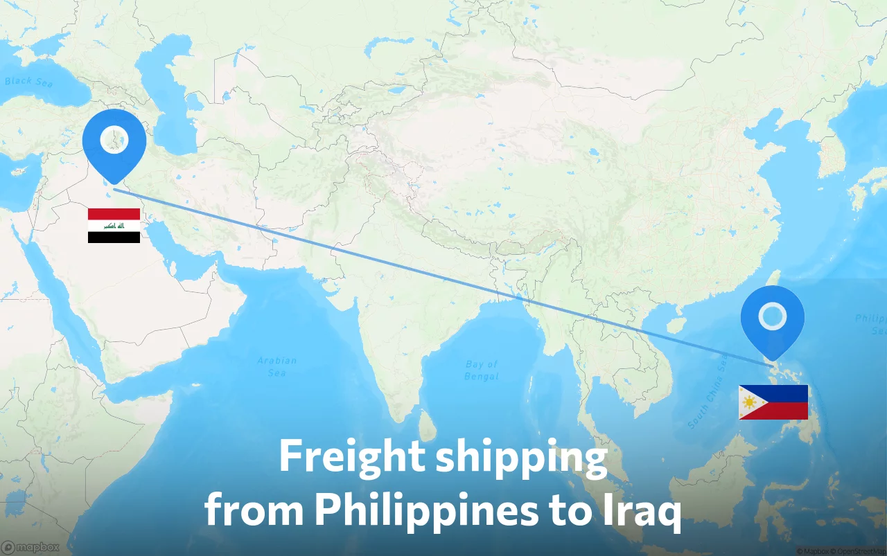 Shipping route from Philippines to Iraq
