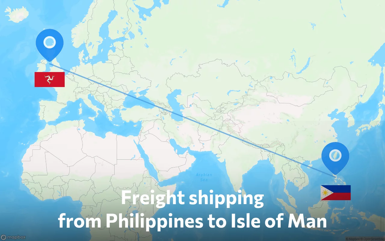 Shipping route from Philippines to Isle of Man