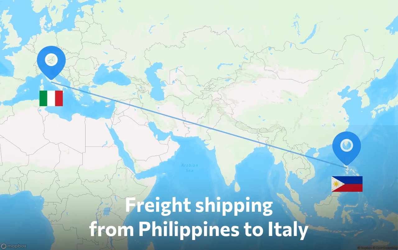 Shipping route from Philippines to Italy