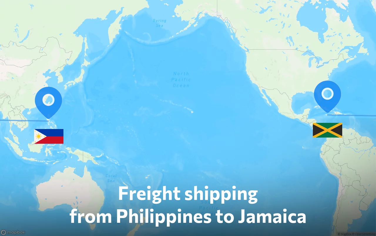 Shipping route from Philippines to Jamaica