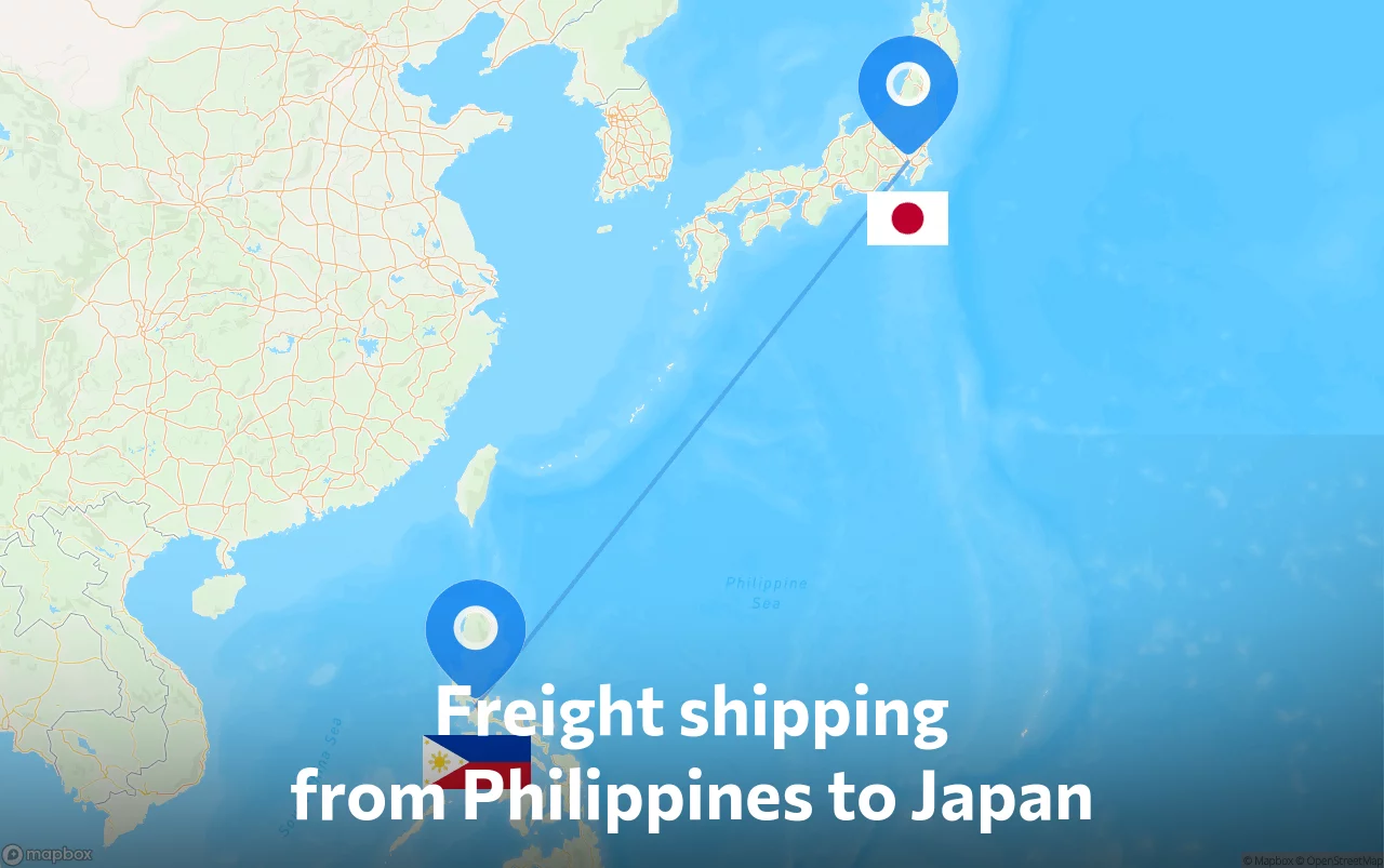 Shipping route from Philippines to Japan